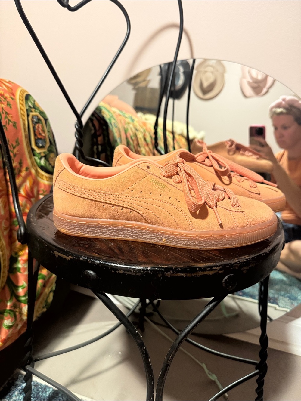 Puma Suede Low-Top Sneakers in Peach